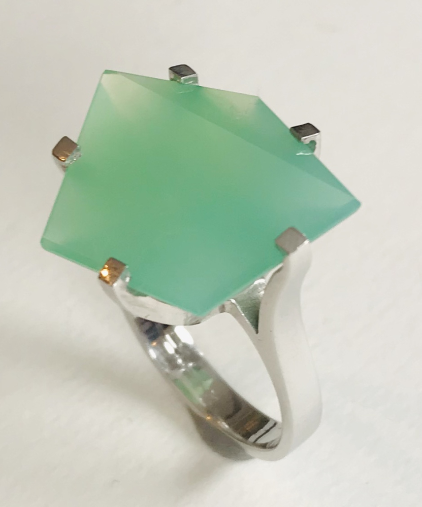 Chrysopras Damen Ring 585 WG